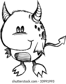 Sketchy Monster Devil Vector Illustration