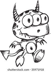 Sketchy Monster Devil Vector Illustration