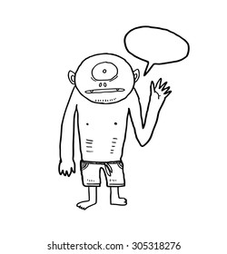 sketchy monster isolated on white background