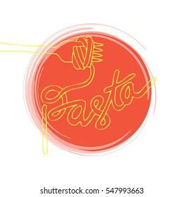 Sketchy noodle on fork with text Pasta