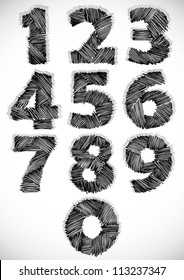 Sketchy numbers set, vector.