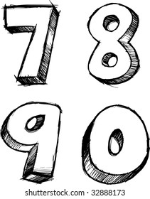 Sketchy Numbers Vector Illustration