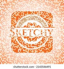 Sketchy orange mosaic emblem. Vector Illustration. Detailed. 