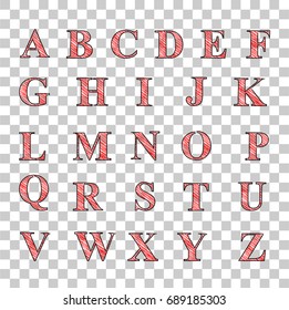 Sketchy Outline Uppercase Font (Alphabet) with Diagonal Streak at Transparent Effect Background