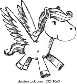 Sketchy Pegasus Vector Illustration
