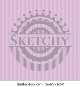 Sketchy pink emblem. Retro. Vector Illustration. Detailed.