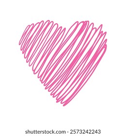 Sketchy Pink Love Doodle – Hand-Drawn Heart Icon, Pink Scribble Heart with a Romantic Vibe