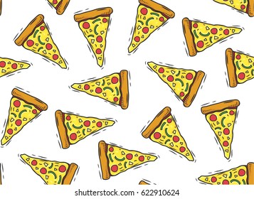 sketchy pizza seamless background