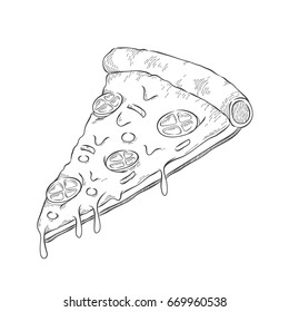 Sketchy pizza slice. Vector illustration