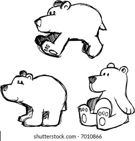 Sketchy Polar Bear Set Vector Illustration