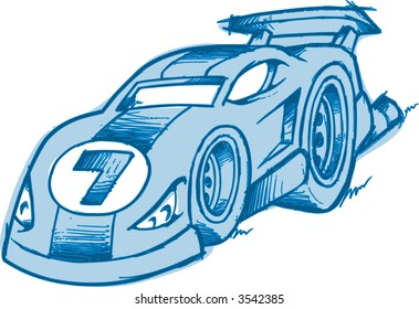 Sketchy Race Car Vector Illustration