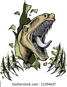 Sketchy Raptor dinosaur Vector Illustration