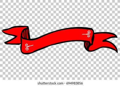 Sketchy Red Ribbon, at Transparent Effect Background