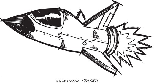 Sketchy Rocket jet Vector Illustration