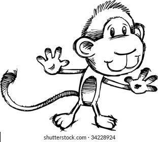 Sketchy Safari Monkey Vector Illustration