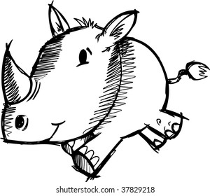 Sketchy Safari Rhino Vector Illustration