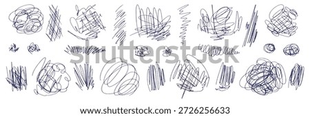 Sketchy scratch pen doodle with messy squiggle and editable pencil stroke texture. Book cover illustrations utilizing dynamic messy pen scratch art.