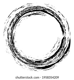 Sketchy, scribble, grungy circle textured design element