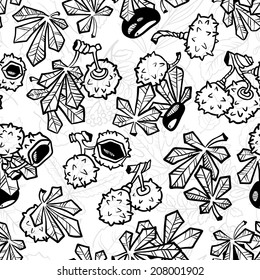 Sketchy seamless pattern with chestnut