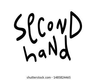 Sketchy Second Hand Shop Lettering Logo Isolated On White Background. Thrift Store Typography Print. Charity Fair Poster. Garage Sale Banner.