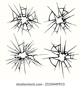 Vidro despedaçado de impacto, vários desenhos