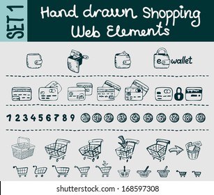 Sketchy shopping and e-commerce elements set