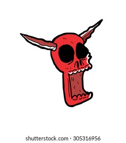 sketchy skull with horn isolated on white background