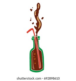 Sketchy soda bottle. Good for menu design. Vector illustration