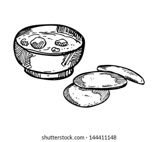 sketchy soup with garlic bread