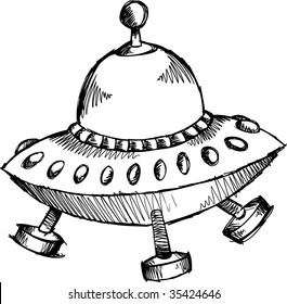 Sketchy Spaceship Vector Illustration
