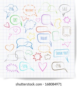 Sketchy speech bubbles. Vector illustration. 