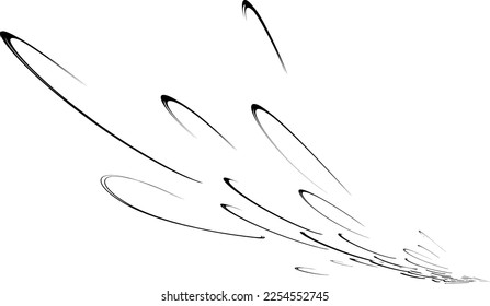 Espléndidas salpicaduras o rastros de movimiento esparcidos al aterrizar (caída). Para logos, postales, banners. Vector.