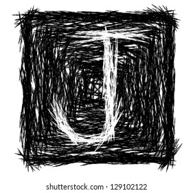 Sketchy Square J. EPS 8 vector, grouped for easy editing, No open shapes or paths.