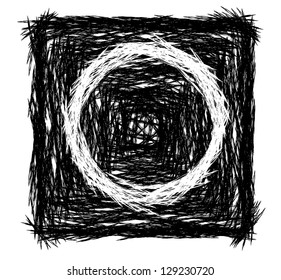 Sketchy Square Letter O. ES 8 vector, grouped for easy editing. No open shapes or paths.
