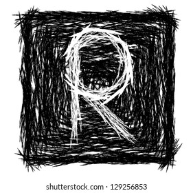 Sketchy Square Letter R. EPS 8 vector, grouped for easy editing. No open shapes or paths.