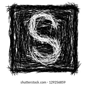 Sketchy Square Letter S. EPS 8 vector, grouped for easy editing. No open shapes or paths.