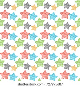 Sketchy star seamless background.