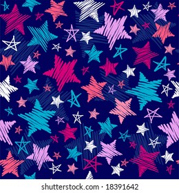 Sketchy Stars Seamless Repeat Pattern Illustration