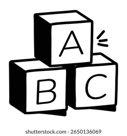  Sketchy style ABC blocks icon for learning.
