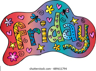 Sketchy style of Friday text day of the week.