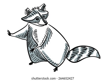 Sketchy style funny raccoon/ Vector illustration