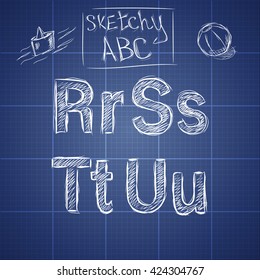 Sketchy style hand drawn sans serif letters.Sketch font.