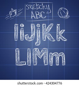Sketchy style hand drawn sans serif letters.Sketch font.