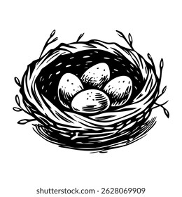 A sketchy style icon of bird egg nest