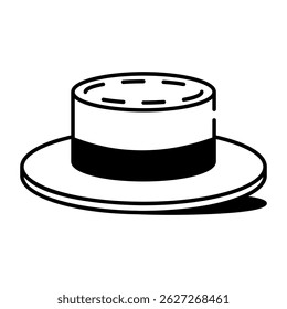 A sketchy style icon of boater hat fashion
