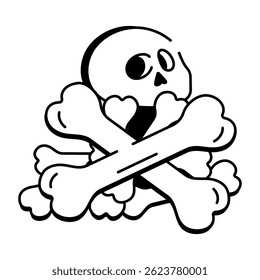 A sketchy style icon of bones pile
