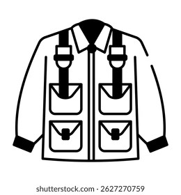 A sketchy style icon of cargo jacket with multiple pockets
