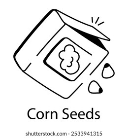 Skizzenhaftes Symbol der Verpackung von Maiskörnern 

