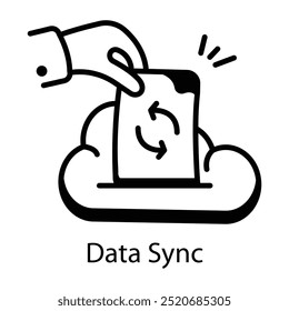 Ein Skizzenstil-Symbol für die Datensynchronisierung