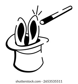 A sketchy style icon depicting magical hat
